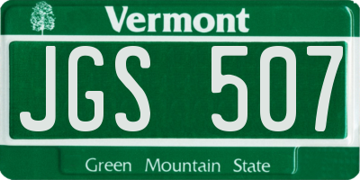 VT license plate JGS507