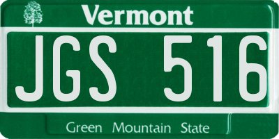 VT license plate JGS516