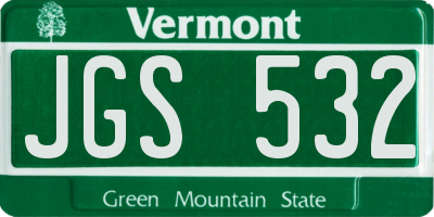 VT license plate JGS532