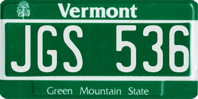 VT license plate JGS536