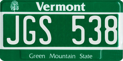 VT license plate JGS538