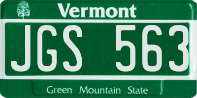 VT license plate JGS563