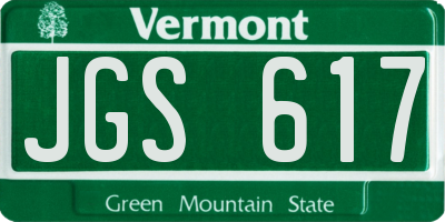 VT license plate JGS617