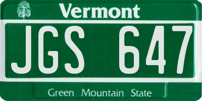VT license plate JGS647