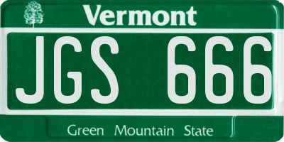 VT license plate JGS666