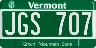 VT license plate JGS707