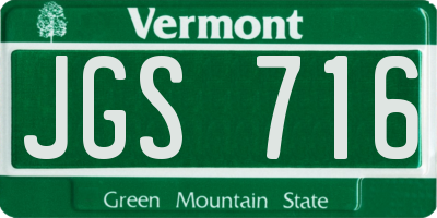 VT license plate JGS716
