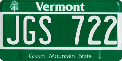VT license plate JGS722