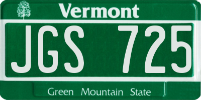VT license plate JGS725