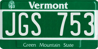 VT license plate JGS753