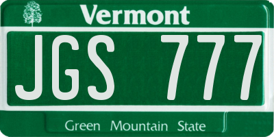 VT license plate JGS777