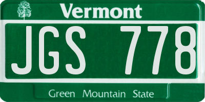 VT license plate JGS778