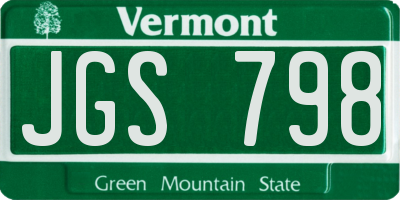 VT license plate JGS798