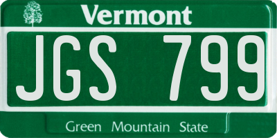VT license plate JGS799