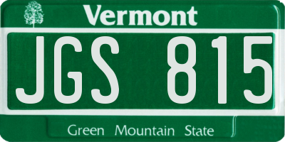 VT license plate JGS815