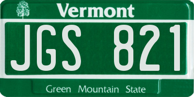 VT license plate JGS821