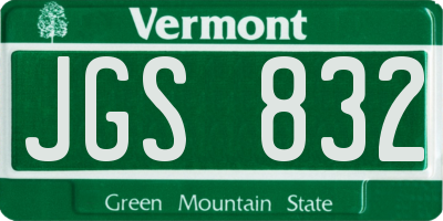 VT license plate JGS832