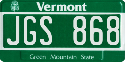 VT license plate JGS868