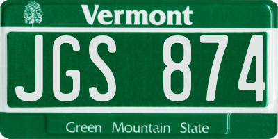 VT license plate JGS874