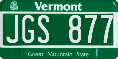VT license plate JGS877