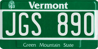 VT license plate JGS890