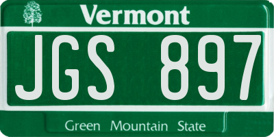 VT license plate JGS897