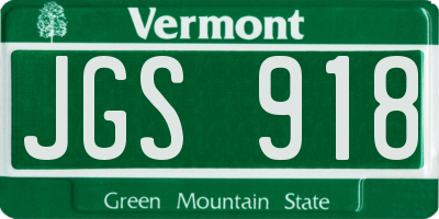 VT license plate JGS918