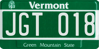 VT license plate JGT018