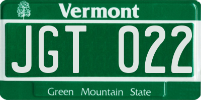 VT license plate JGT022