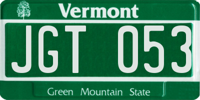 VT license plate JGT053
