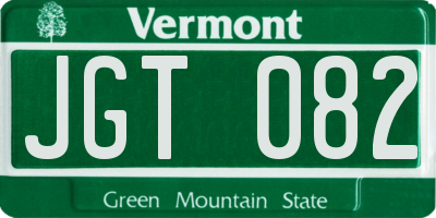 VT license plate JGT082