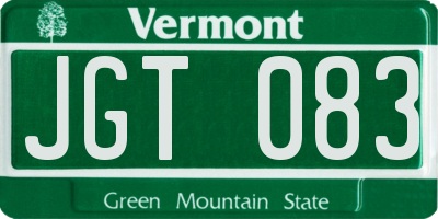 VT license plate JGT083