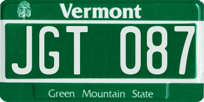 VT license plate JGT087