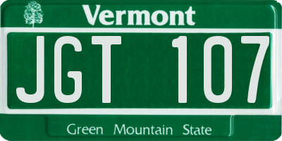 VT license plate JGT107