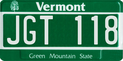 VT license plate JGT118
