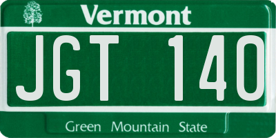 VT license plate JGT140