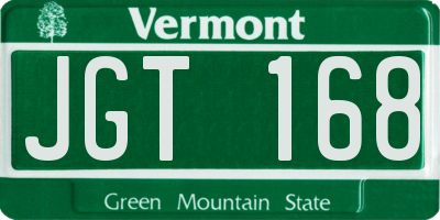 VT license plate JGT168
