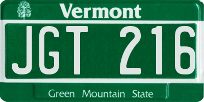 VT license plate JGT216
