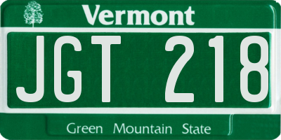 VT license plate JGT218