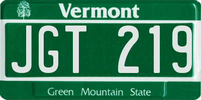 VT license plate JGT219