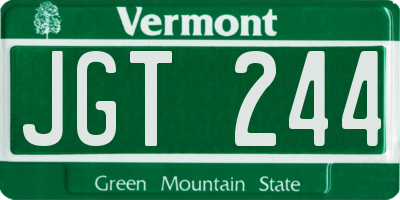VT license plate JGT244
