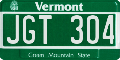 VT license plate JGT304