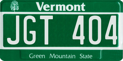 VT license plate JGT404