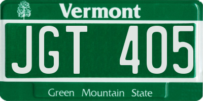 VT license plate JGT405