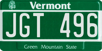 VT license plate JGT496