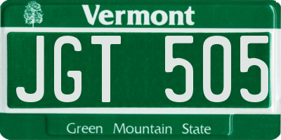 VT license plate JGT505