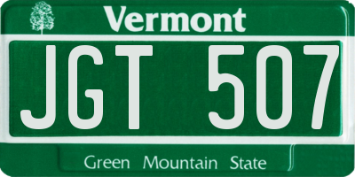 VT license plate JGT507