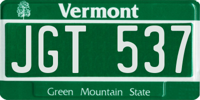 VT license plate JGT537