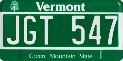 VT license plate JGT547