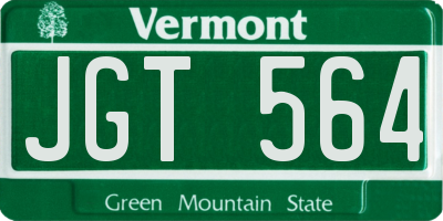 VT license plate JGT564